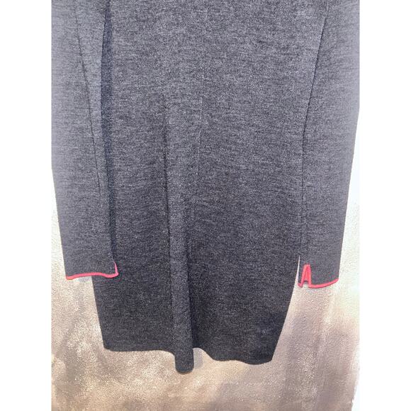 Rag & Bone Andee Sweater Dress Medium Gray Red Merino Wool Cotton Stretch Casual - Picture 6 of 13